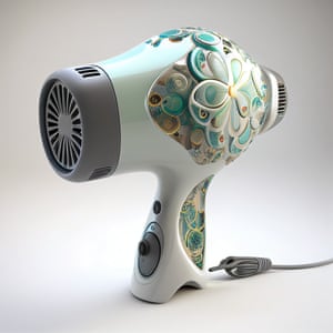 A hairdryer in the style of Gaudi created in AI by Marcus Byrne of creative agency Thinkerbell in Australia.