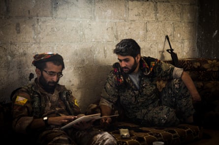 Dalil, left, from Batman in Turkey, and Hazam, from Kobani, in their base in Raqqa.
