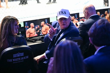 Donald Trump gets chatty before the co-main event on Sunday night.