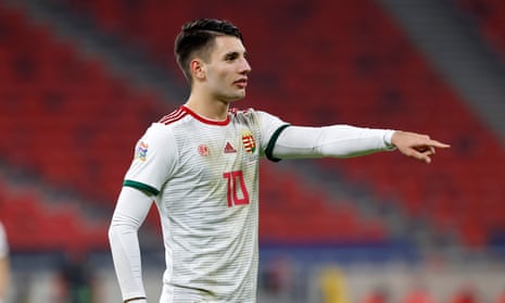 Dominik Szoboszlai in action for Hungary during the Nations League game against Serbia in November. 