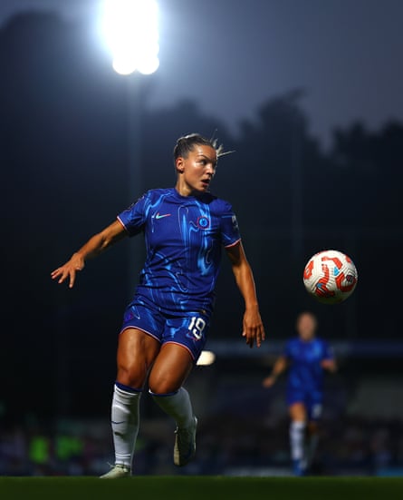 Johanna Rytting Kaneryd of Chelsea in action against Aston Villa