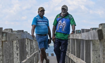 Pabai Pabai, left, and Guy Paul Kabai, right, Boigu Island, Australia’s Torres Strait.