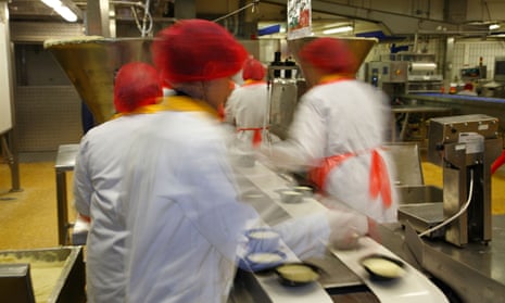 Food production line workers in England