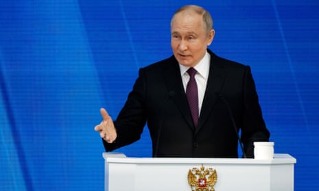 Russian President Vladimir Putin addresses the Federal Assembly in Moscow