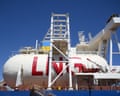 A ship carrying liquefied natural gas in Karratha, Western Australia