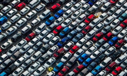 Aerial view of rental cars in Sydney, Australia