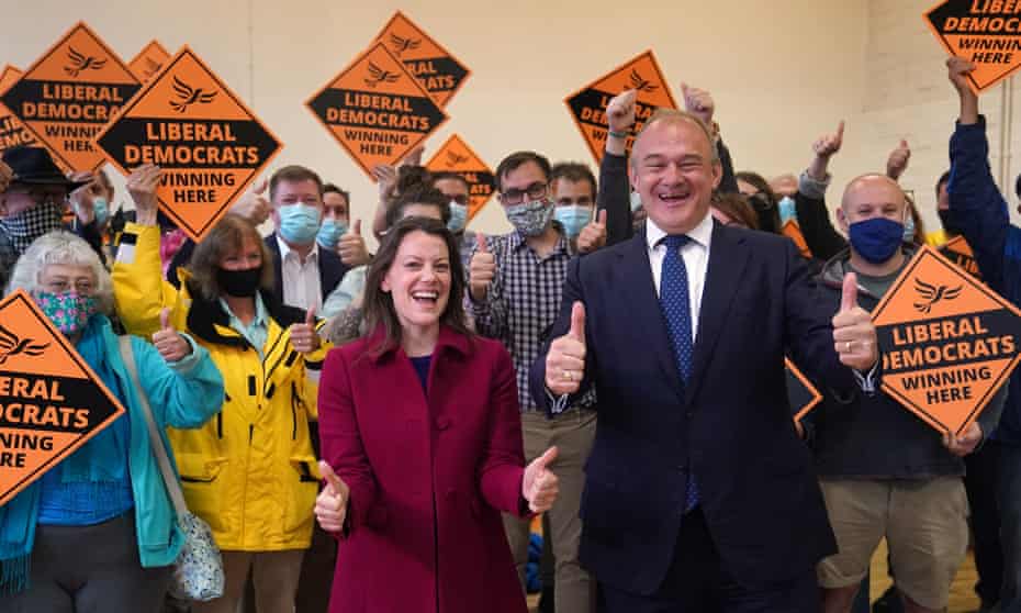The new Liberal Democrat MP for Chesham and Amersham, Sarah Green, with the party leader Ed Davey