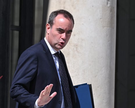 French prime minister Sebastien Lecornu exits the Élysée Palace after the Council of Ministers in Paris.