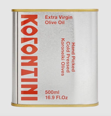 Tin of olive oil.