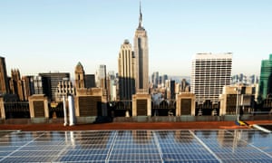 Solar
panels on a Rockefeller Center rooftop in midtown Manhattan in New
York.