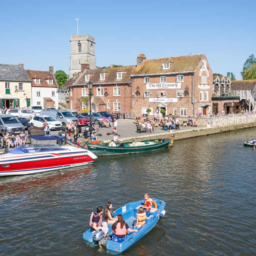 Boating on the River Frome, Wareham Quay, Wareham, Dorset, England, United Kingdom