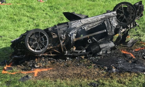 The wreckage of the £2m supercar.