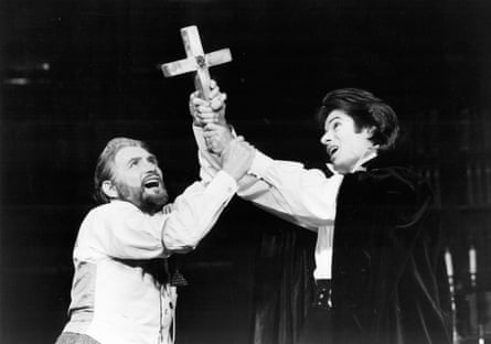 Gothic or horror? Roy Dotrice and George Chakiris in The Passion of Dracula, 1978.