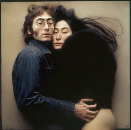 An AI-generated recreation of a portrait of John Lennon and Yoko Ono