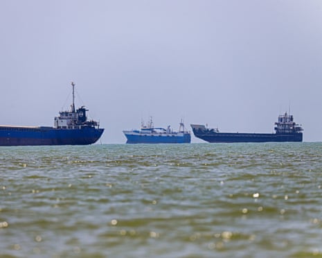 Vessels anchored in Bandar Abbas along the Strait of Hormuz