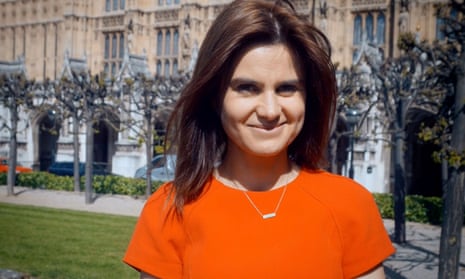 Jo Cox MP stands in front of the Houses of Parliament