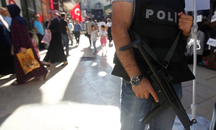 Turkish police secure the area in front of Grand Bazaar in Istanbul