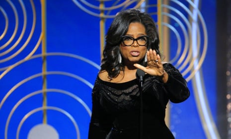Oprah Winfrey speaks at the Golden Globes. Meryl Streep responded: ‘She launched a rocket tonight. I want her to run for president. I don’t think she had any intention [of declaring]. But now she doesn’t have a choice.’