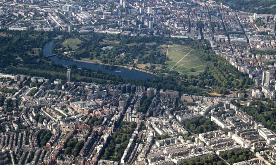 Aerial of Knightsbridge with Hyde Park. The report urges ministers to recognise that Britain’s laws do not simply help organised crime, but are a way for kleptocratic authoritarians to launder their illegal assets and remain in power.