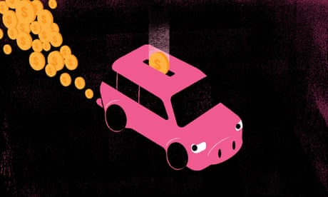 illustration showing a large car as a money box