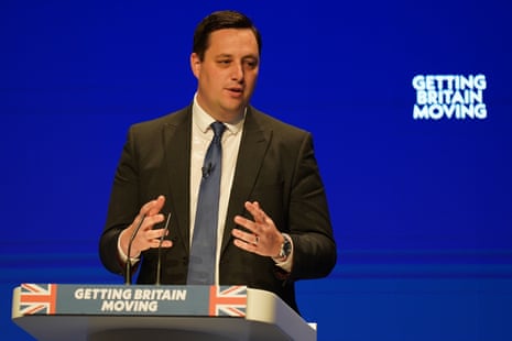 Ben Hochen speaking on stage at the Tory Conference yesterday.