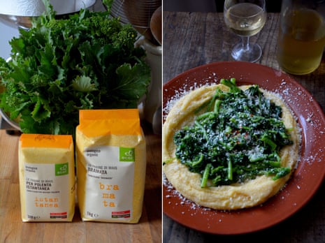 Rachel Roddy’s recipe for polenta with butter, parmesan and greens ...