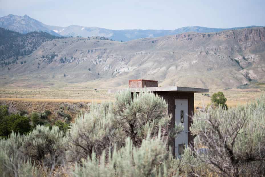 The bathroom at McConnel River Access point in the Gallatin National Forest sits among sagebrush along the Yellowstone River.