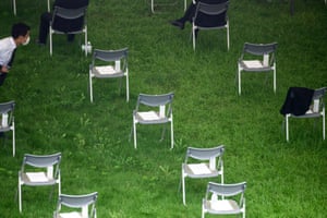 Chairs are placed apart to maintain physical distancing