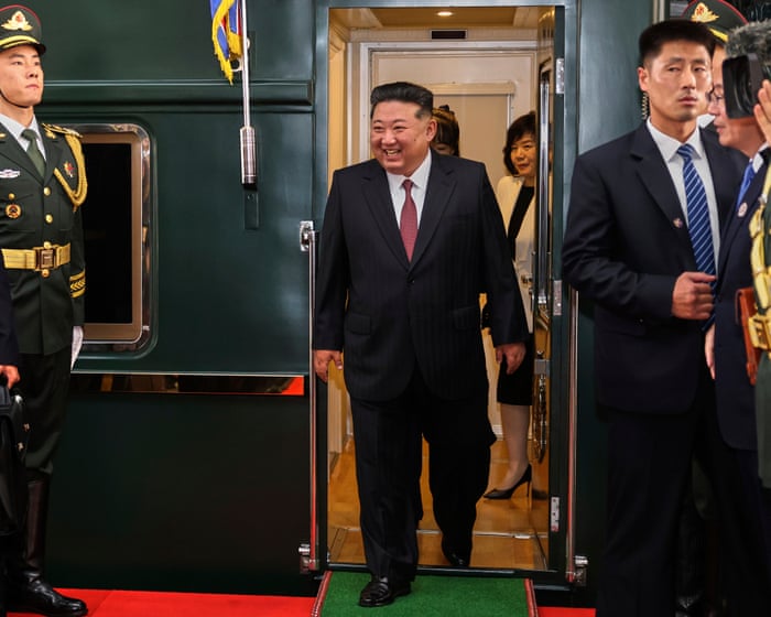 Kim Jong-un arrives for Beijing military parade on special armoured train