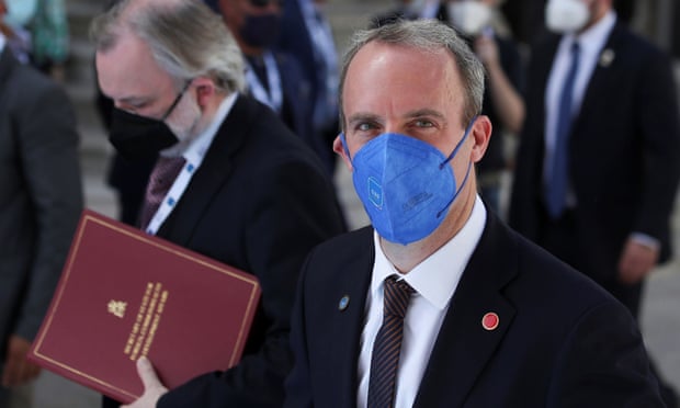 Dominic Raab arrives to attend the G20 meeting of foreign and development ministers in Matera, Italy