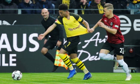 Jadon Sancho has been hard to stop by legal means in the Bundesliga this season.