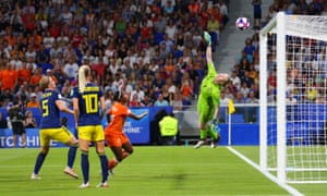 Lindahl in action during the World Cup semi-final against the Netherlands.