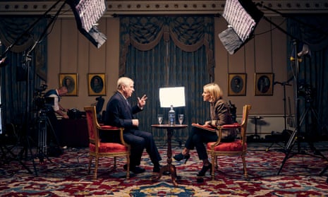 Emily Maitlis interviews Prince Andrew for BBC Newsnight. 