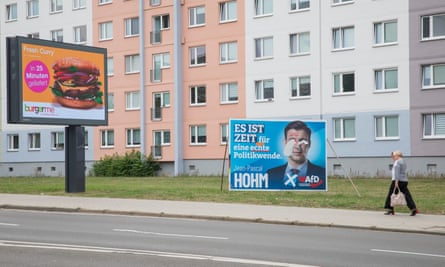 An AfD poster in Cottbus declaring ‘it is time for real political change’
