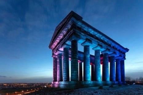 Sunderland’s 19th century Penshaw monument lit up in blue to celebrate 73 years of the NHS.