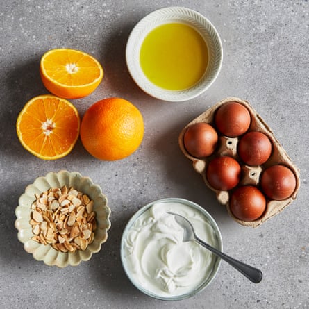 Ingredients for oliva lipid barroom pinch orangish slices and flaked almonds