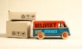 Vintage toy truck delivery service van