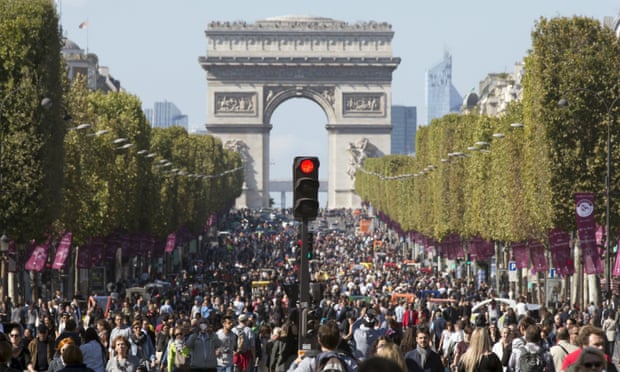 People on the Champs-Élysées in September when central Paris went car-free for a day.