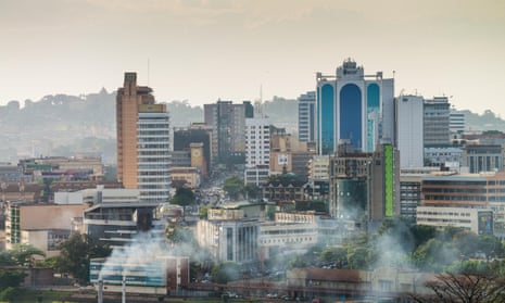 Aerial view, Kampala City, Uganda, Africa, 8th January 2016