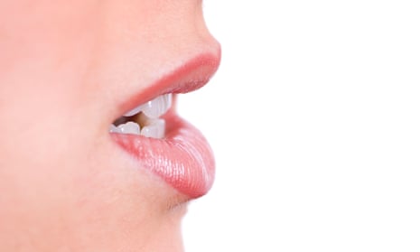 Closeup of a woman's lips talking