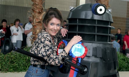 Deborah Watling with a Dalek at a fans’ convention in 2005.