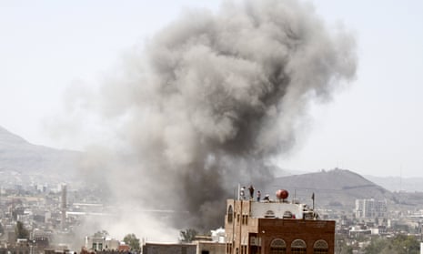 Smoke rises from the site of a Saudi-led airstrike in Yemen’s capital, Sanaa