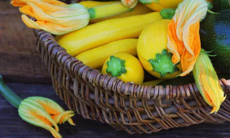 Courgettes in a basket