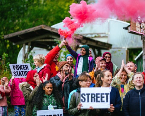People protest on the streets of Walthamstow in documentary Power Station.