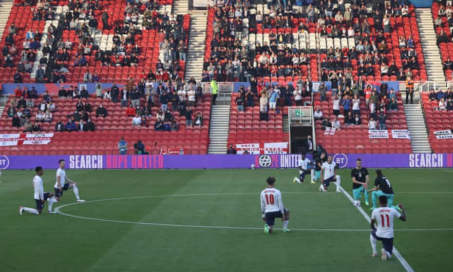 Boos were heard as England and Austria’s players took the knee
