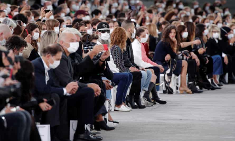 Guests wearing face masks at the spring/summer 2021 ready-to-wear collection show by designer Virginie Viard for Chanel during Paris fashion week last October.