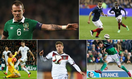 Clockwise, from top left: Glenn Whelan, Dimitri Payet, Kyle Lafferty, Thomas Müller, and England’s Gary Cahill and Jack Butland … all set to figure in the coming days.