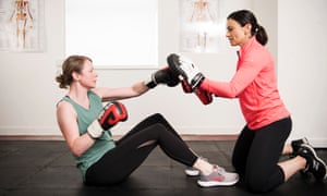 Rebecca Schiller with her personal trainer.