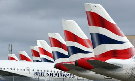 A line of British Airways planes
