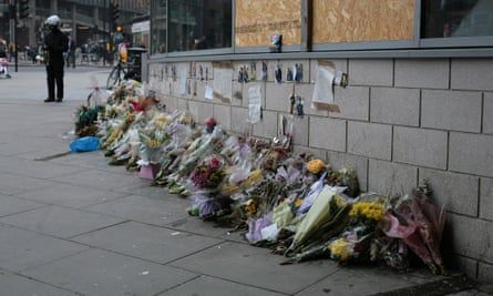 Tributes to Kelvin Odunuyi outside the Vue cinema in Wood Green.